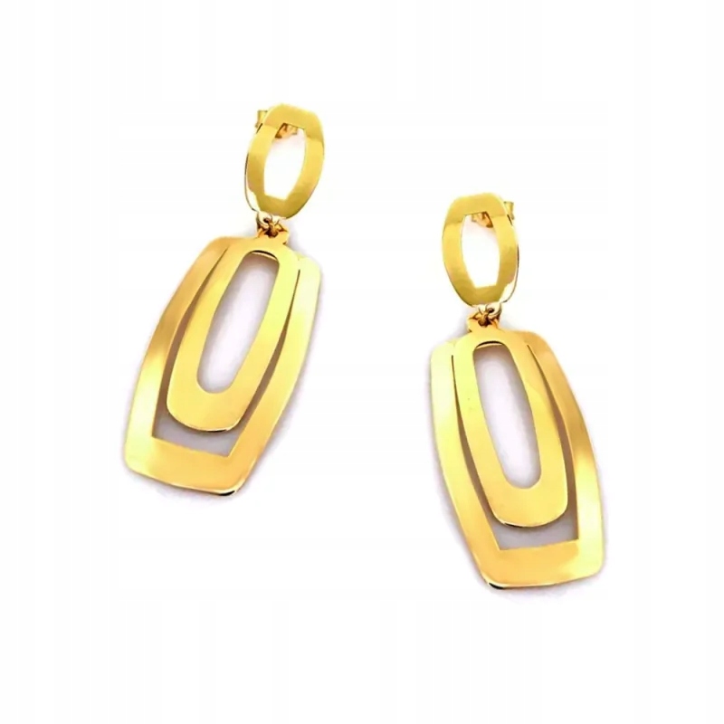 Náušnice Zlaté Dva Oblé Obdélníky/tyčinky CI 11618 Ryzost 585