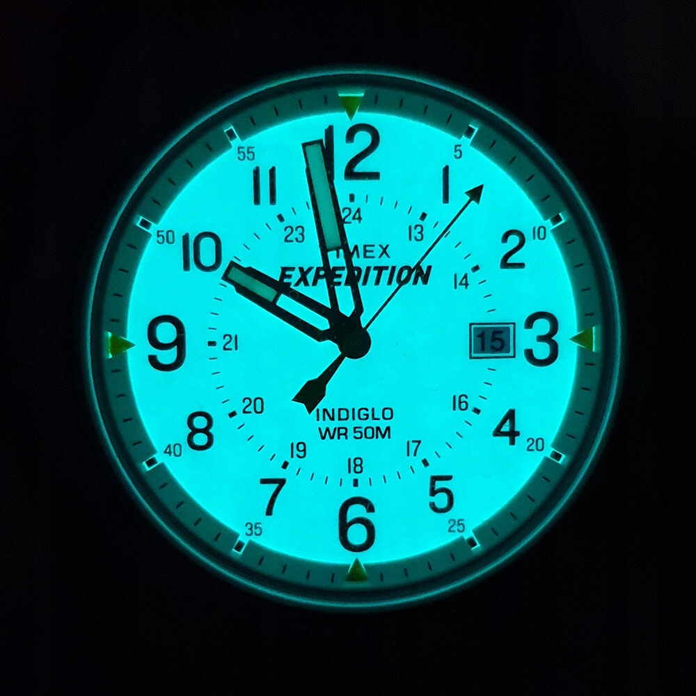 ZEGAREK MĘSKI Timex Expedition PODŚWIETLENIE INDIGLO DATOWNIK 5ATM SKÓRA Model T49990