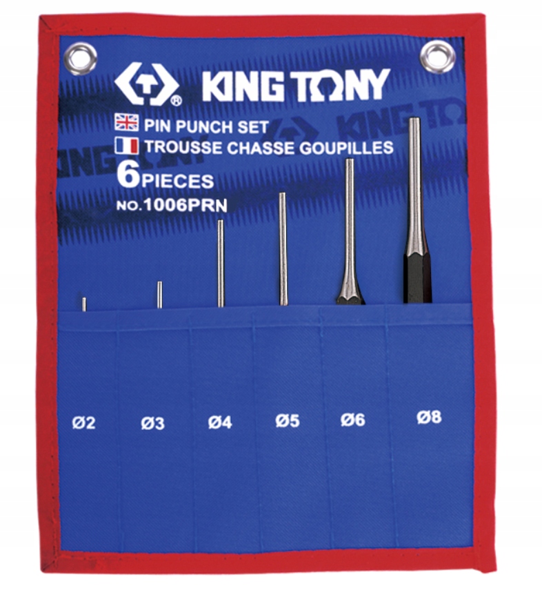 KING TONY ZESTAW WYBIJAKÓW IGŁOWYCH 6 CZ. 2 - 8 MM