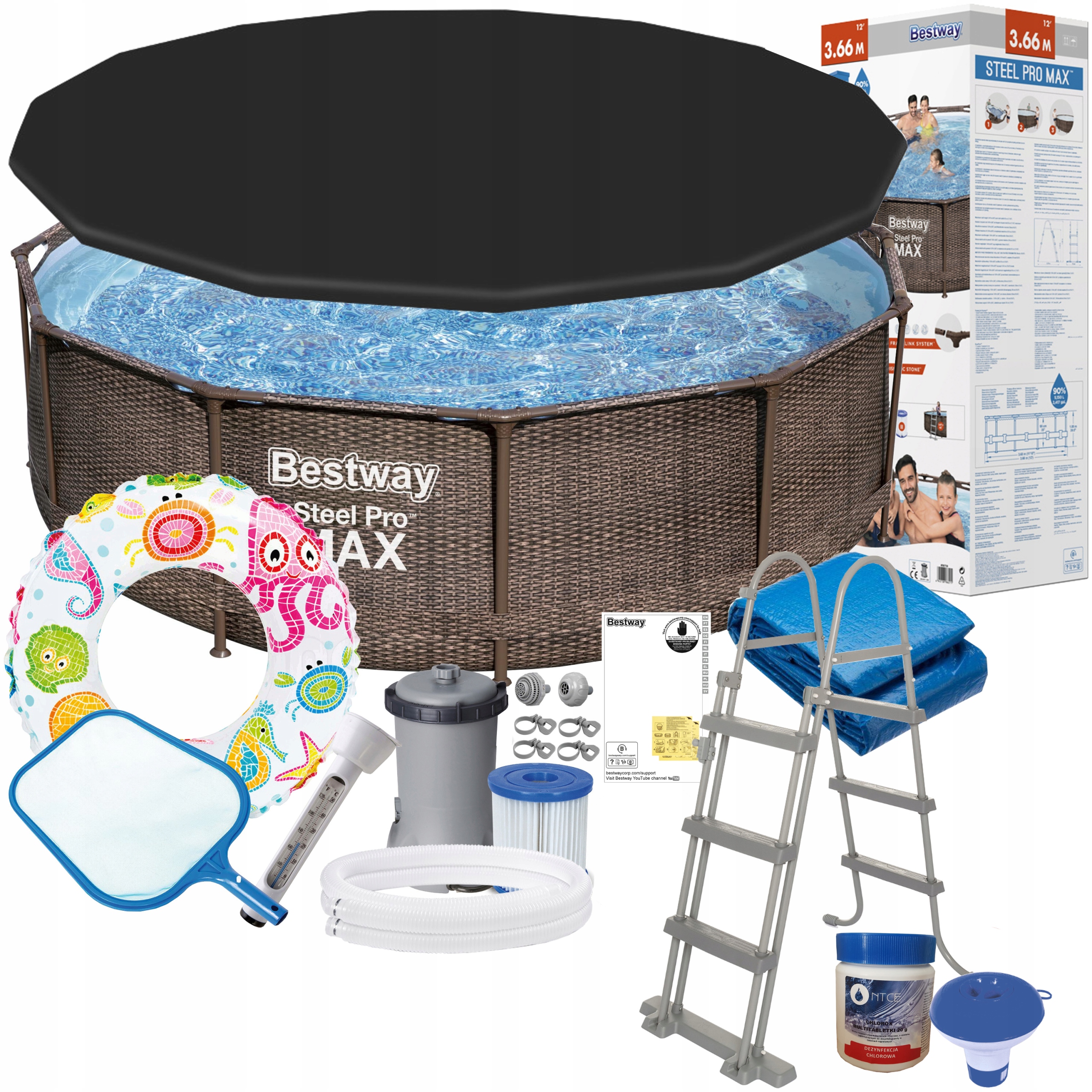 

Bestway 56709 13w1 Basen Stelażowy 366x100 Rattan