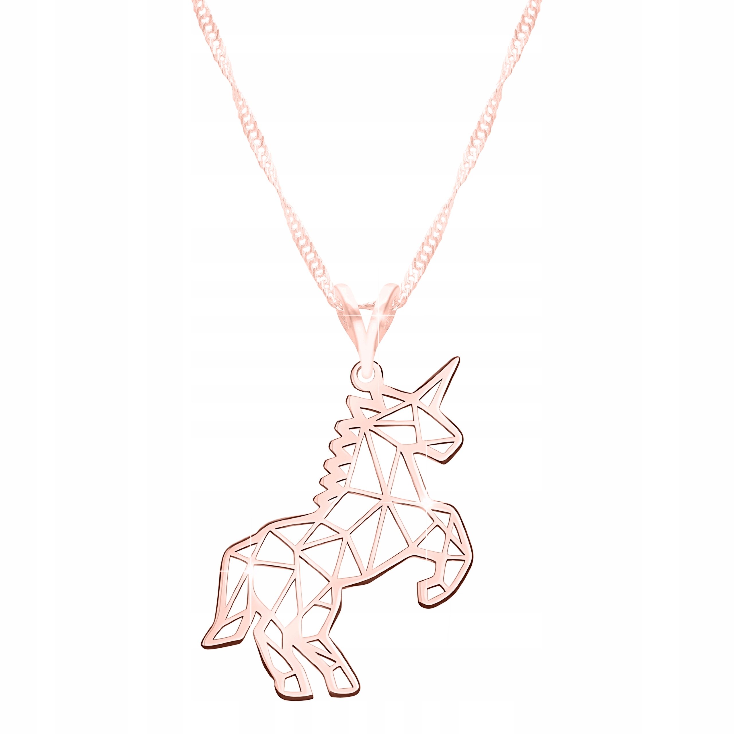 Pozlacený náhrdelník s jednorožcem Obrovský jednorožec Stříbro 925