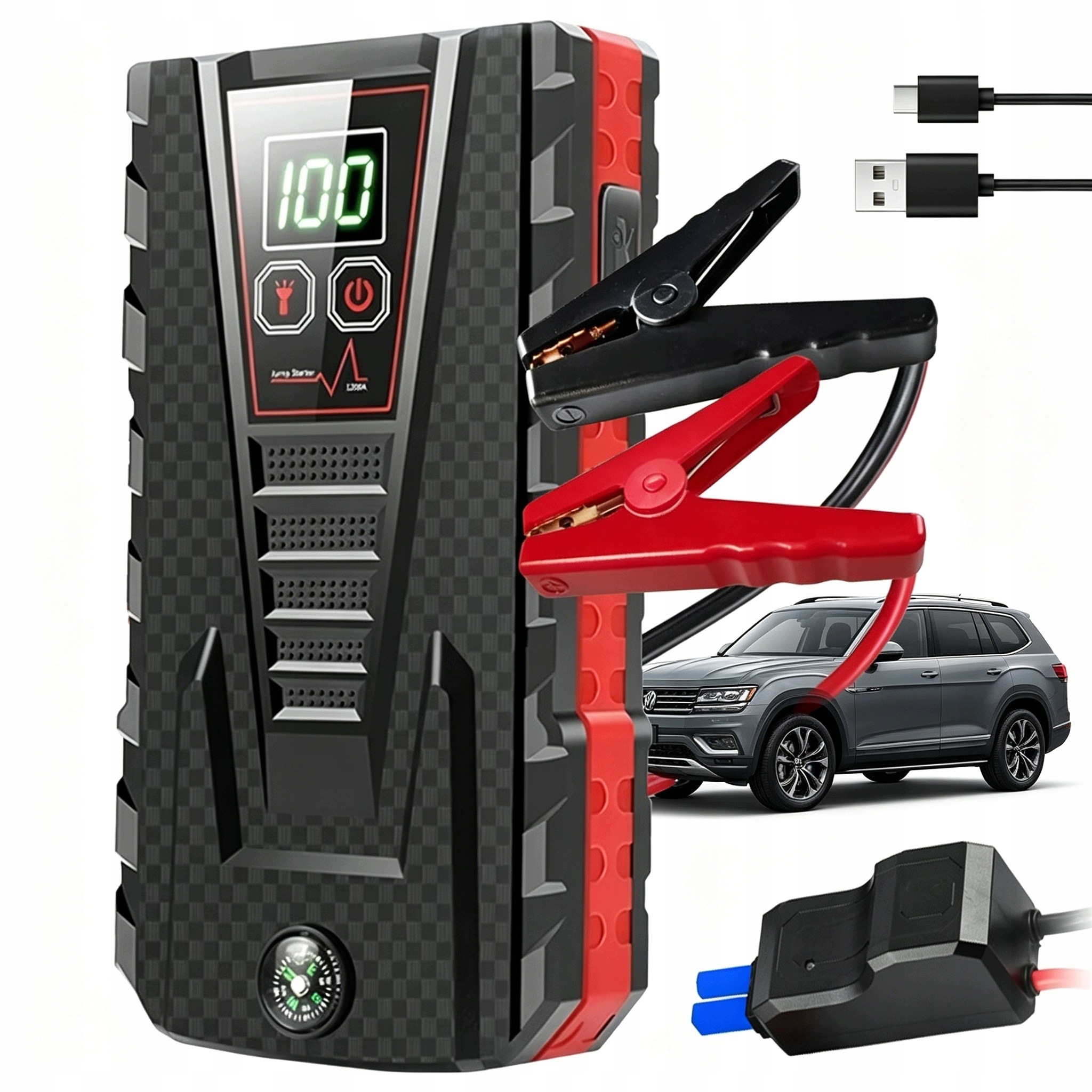 Jump Starter Kompresor Pumpa Start Booster Powerbank Výkonný 99800MAH