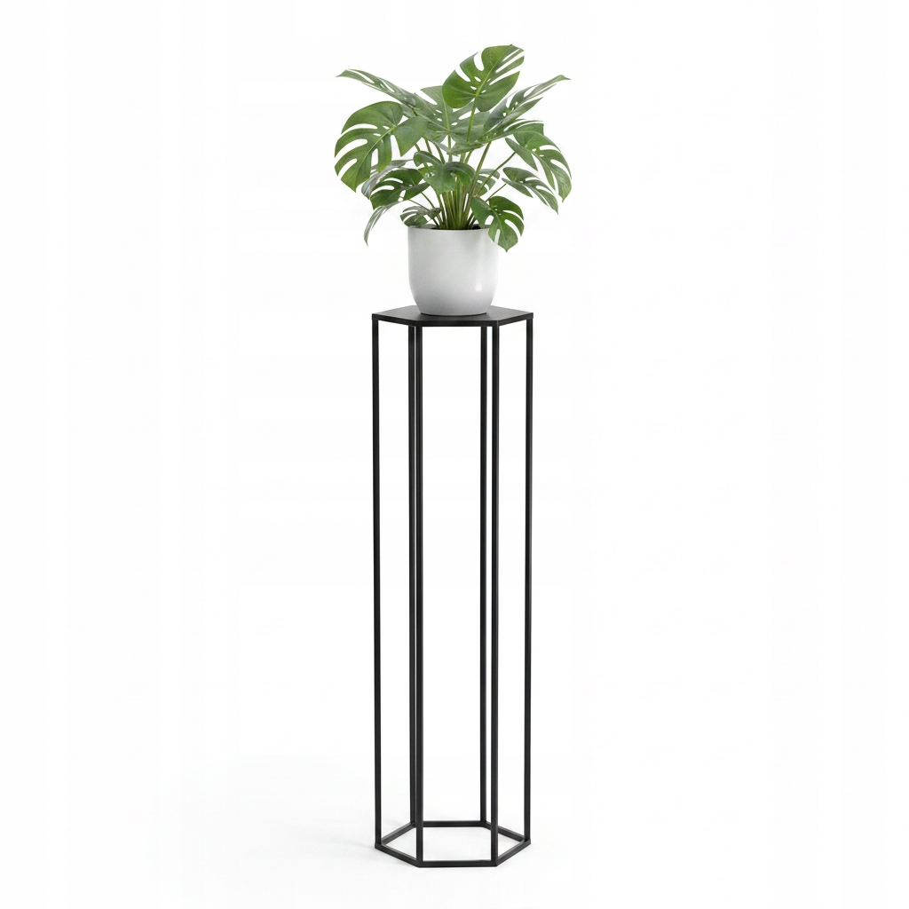 Vysoký kovový stojan na květiny Premium, stojící držák na květináč, hexagon, 100 cm