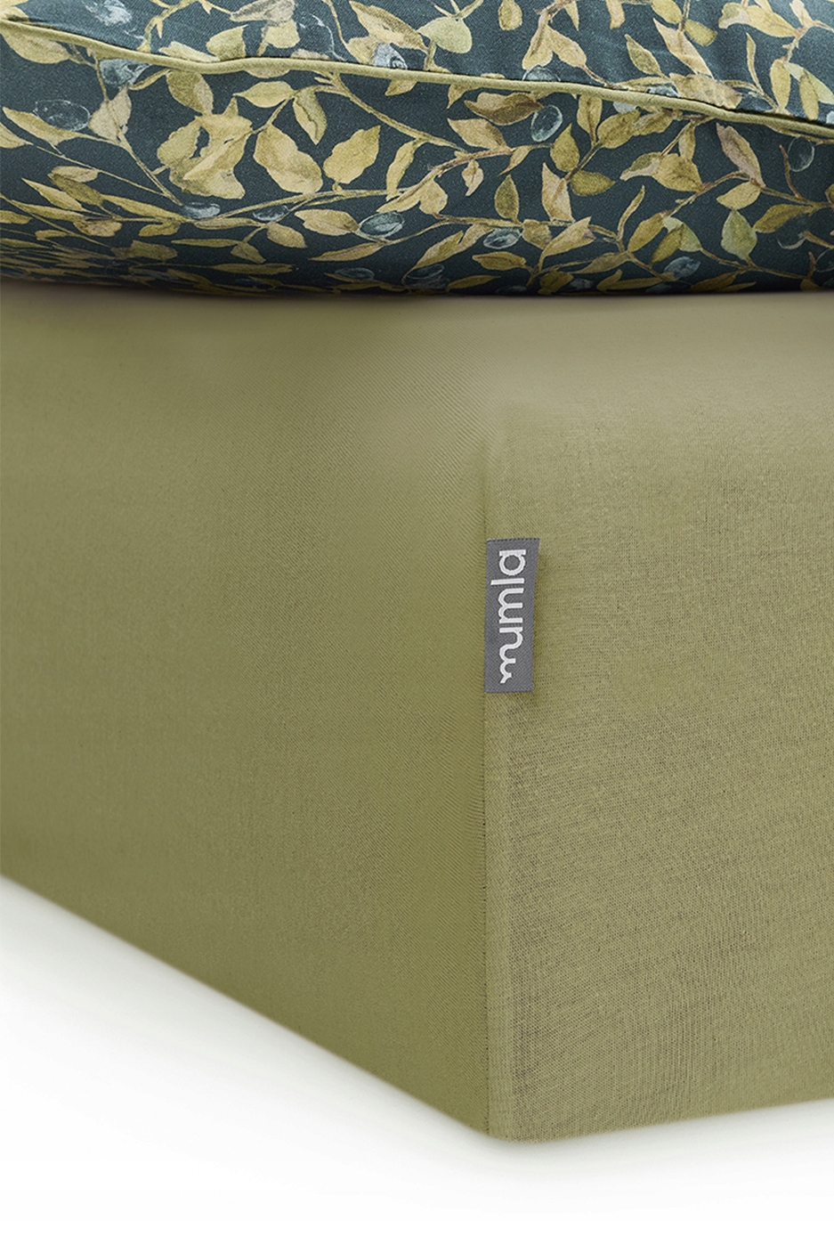 Khaki bavlnené prestieradlo 180 x 200 cm na vysoký matrac Mumla