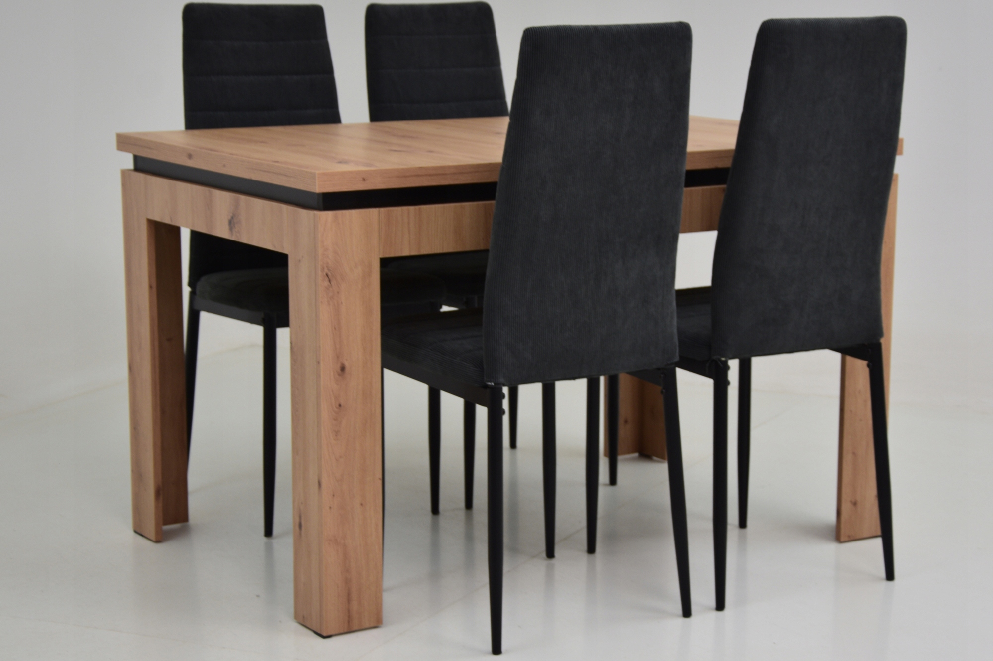 ROZKŁADANY stół 80x120/160 4 TAPICEROWANE krzesła Szerokość stołu 80 cm