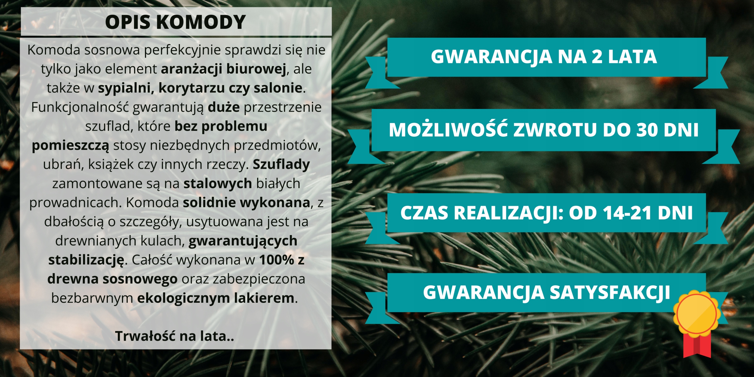 Komoda 49 z litego drewna sosnowego 105x42x92 Prod Kolekcja Sosna