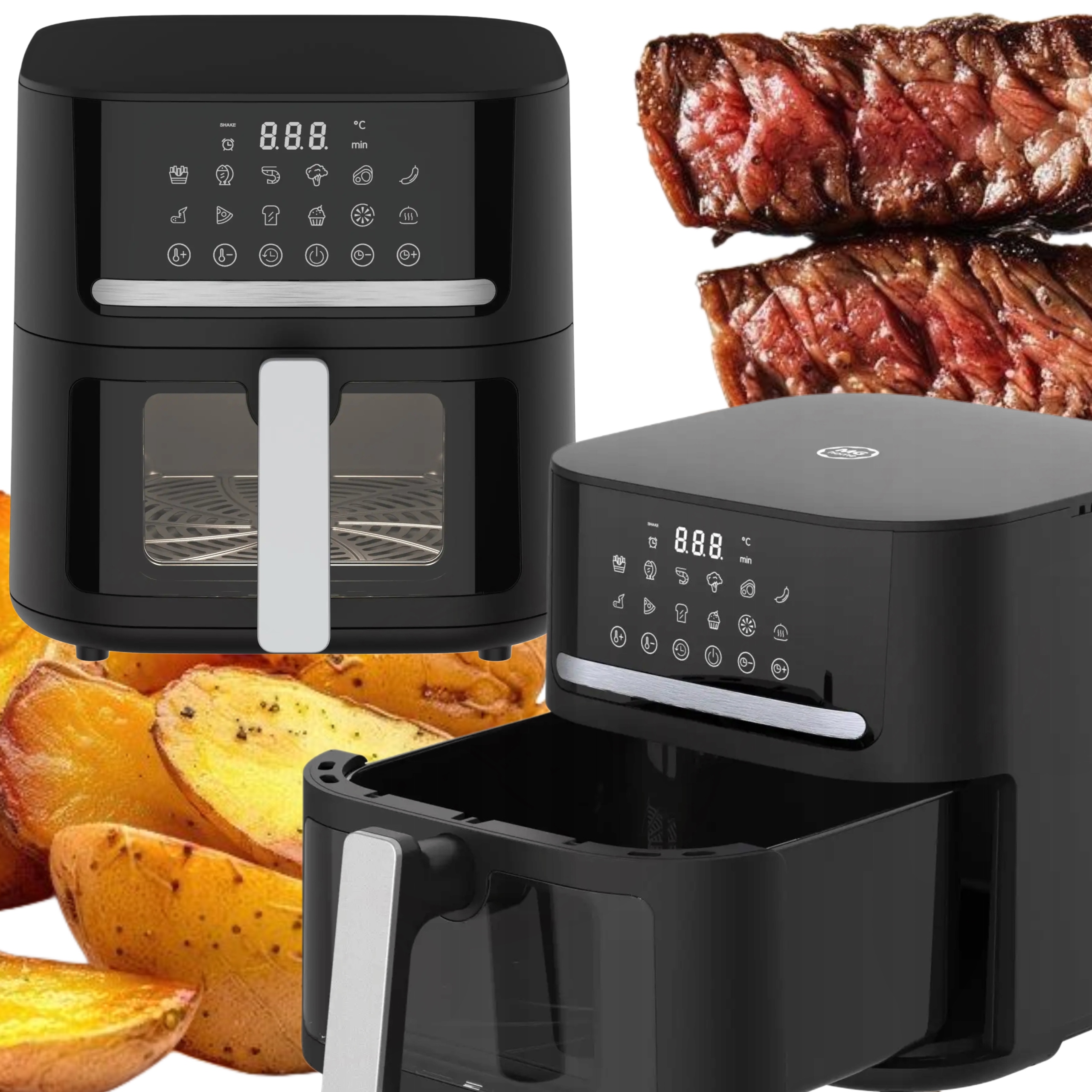 Air Fryer Beztuková Fritéza Mghome 6,5 L Se Sklem 1600 W 12 Programů