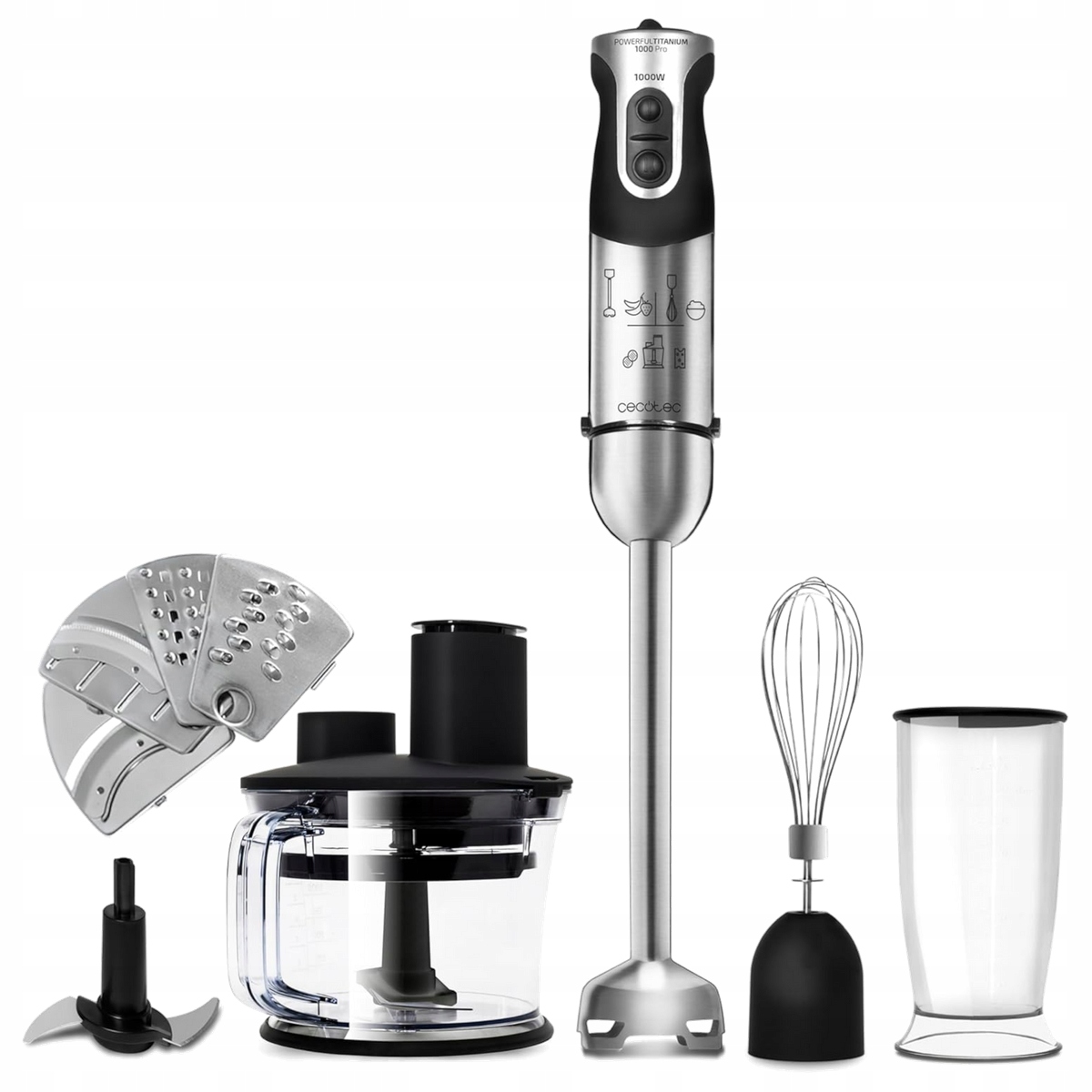 Blender Ręczny Cecotec Powerful Titanium 1000 Pro Stopka XL 1000W Srebrny
