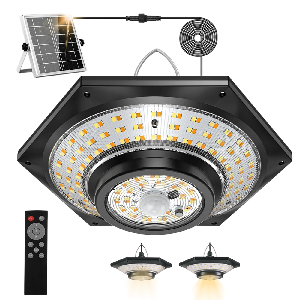 Lustr Solární Lampa Led Závěsná Stropní Zahradní Lampa 5 Režimů Svícení