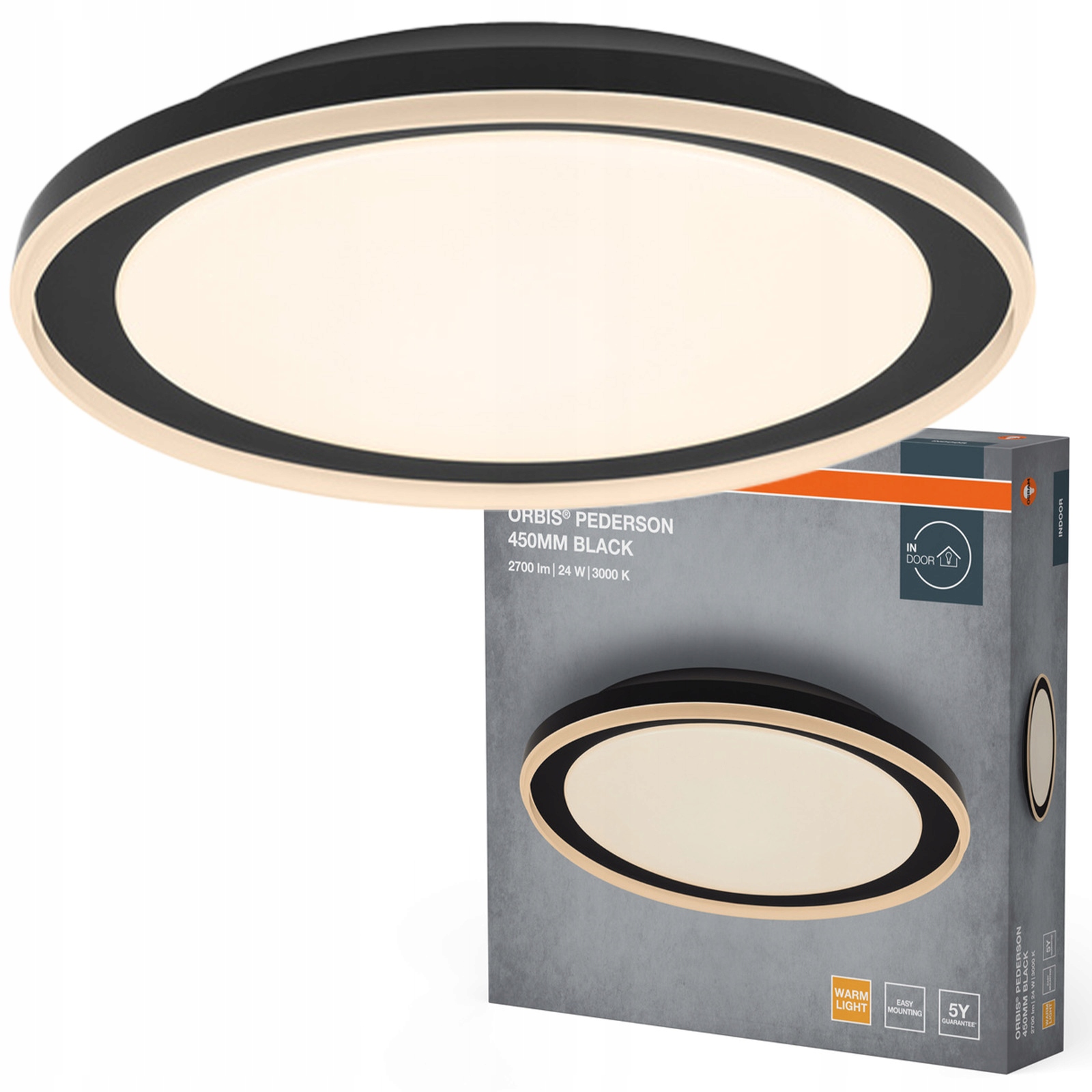 Stropné Svietidlo Led Nástenná lampa 24W 1450lm 3000K Teplá čierna Orbis Osram