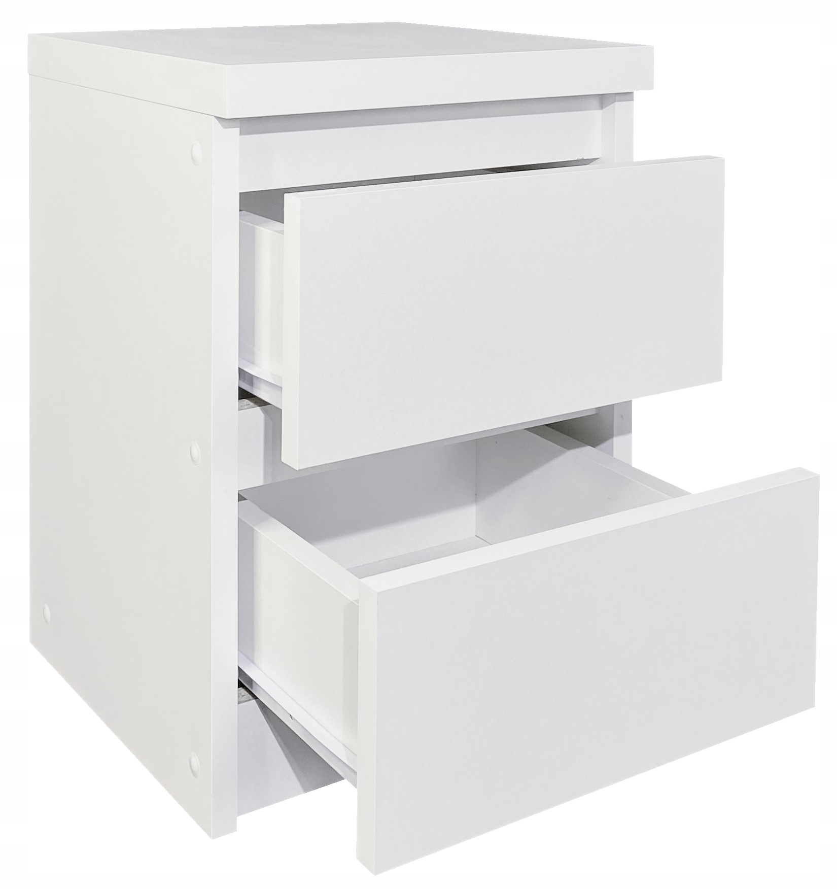 SZAFKA NOCNA BIAŁA STOLIK NOCNY 2 SZUFLADY 30X30CM PRAKTYCZNA NOWOCZESNA Głębokość mebla 30 cm
