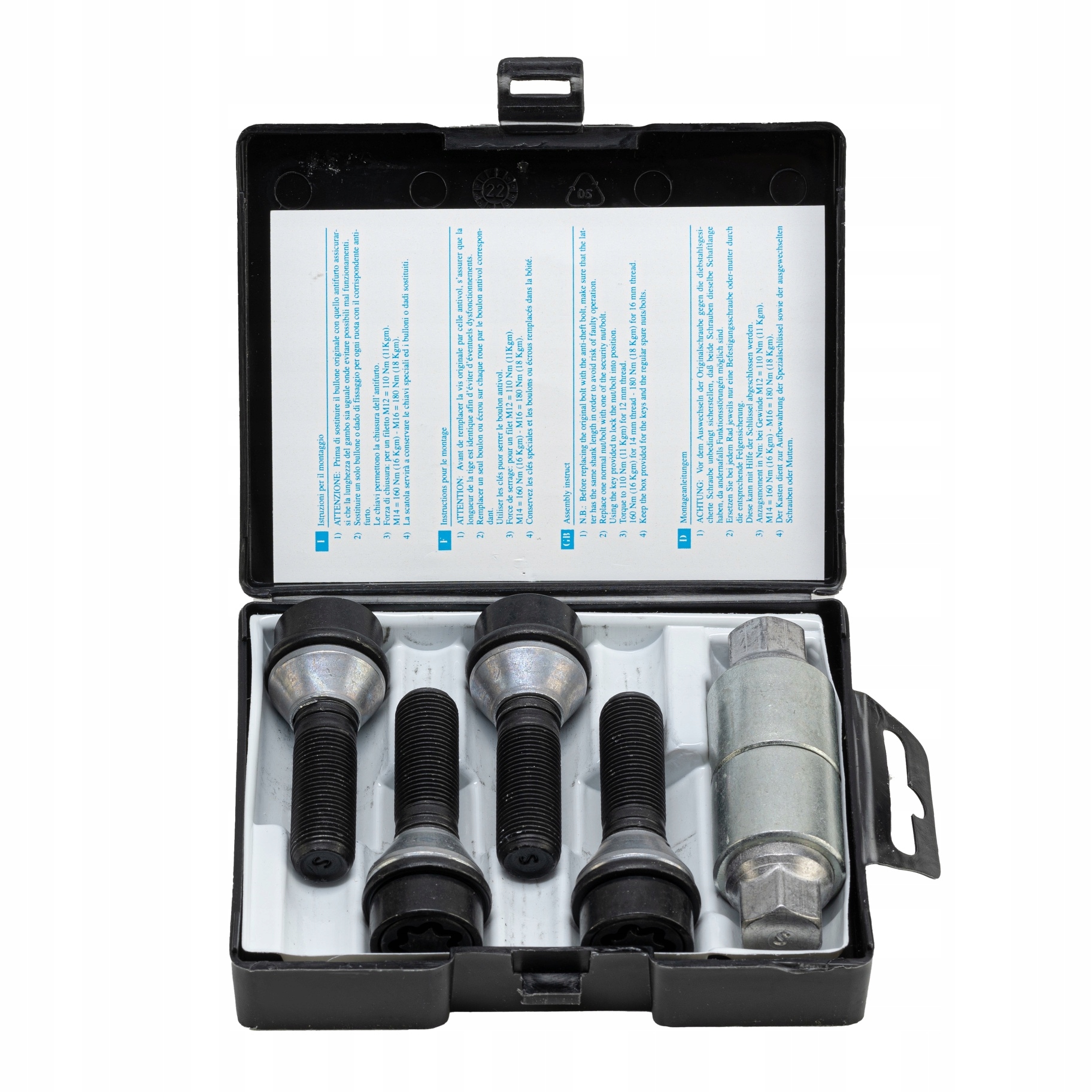 Zabezpečovacie skrutky M14x1.25x41 mm Kužeľ 2 Kľúče 17