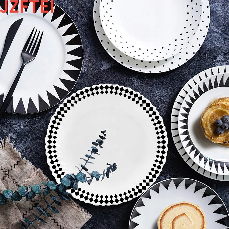 SERWIS OBIADOWY 18 ELEM DLA 6 OSÓB KPL TALERZY ZE ZDOBIENIEM W ROMBY SZKŁO