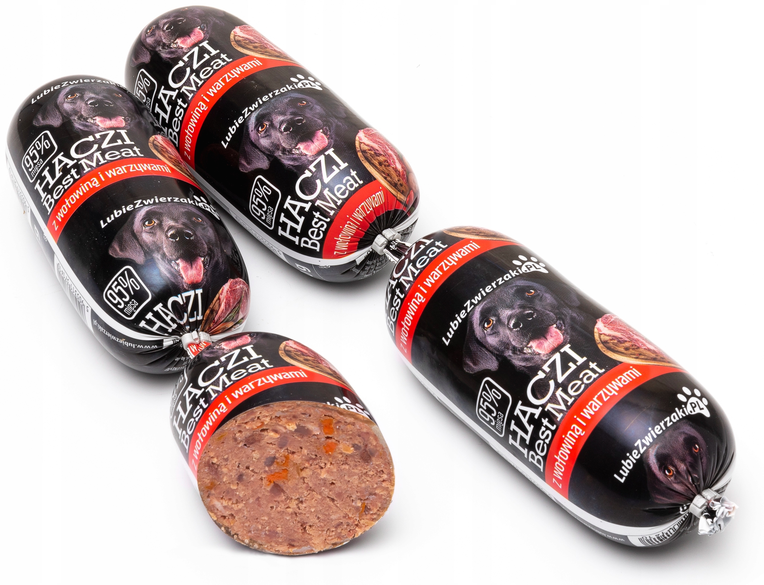 Levně Vlhké krmivo pro psy Haczi 95% masa hovězí zelenina 20x450g