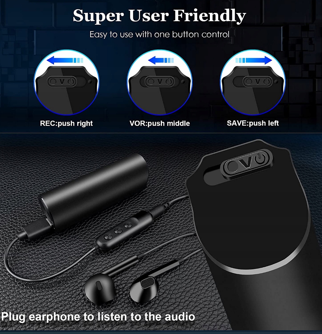 MINIATUROWY DYKTAFON PODSŁUCH SZPIEGOWSKI 8GB Kod producenta _Q7