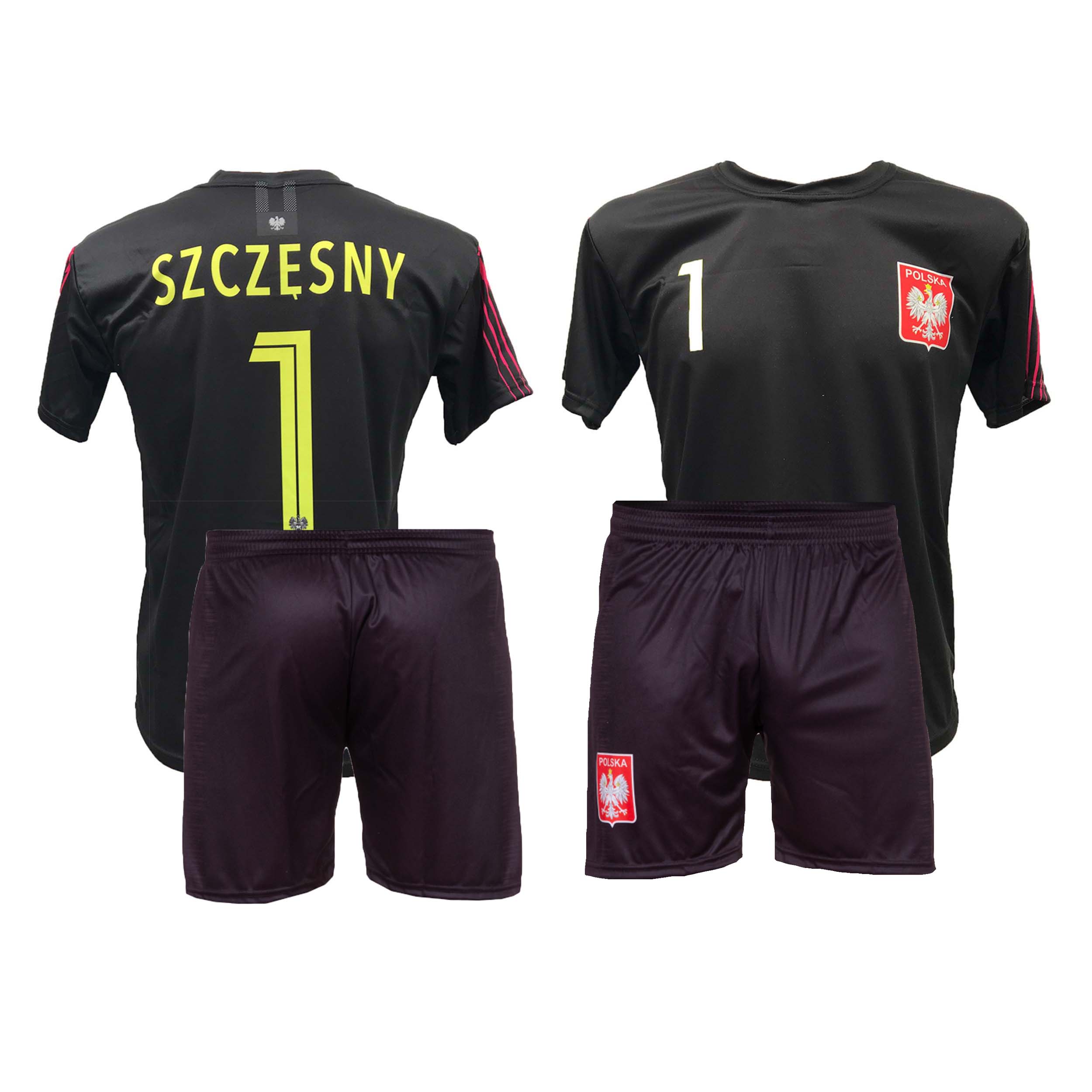 Szczęsny Polska czarny strój komplet roz. 134