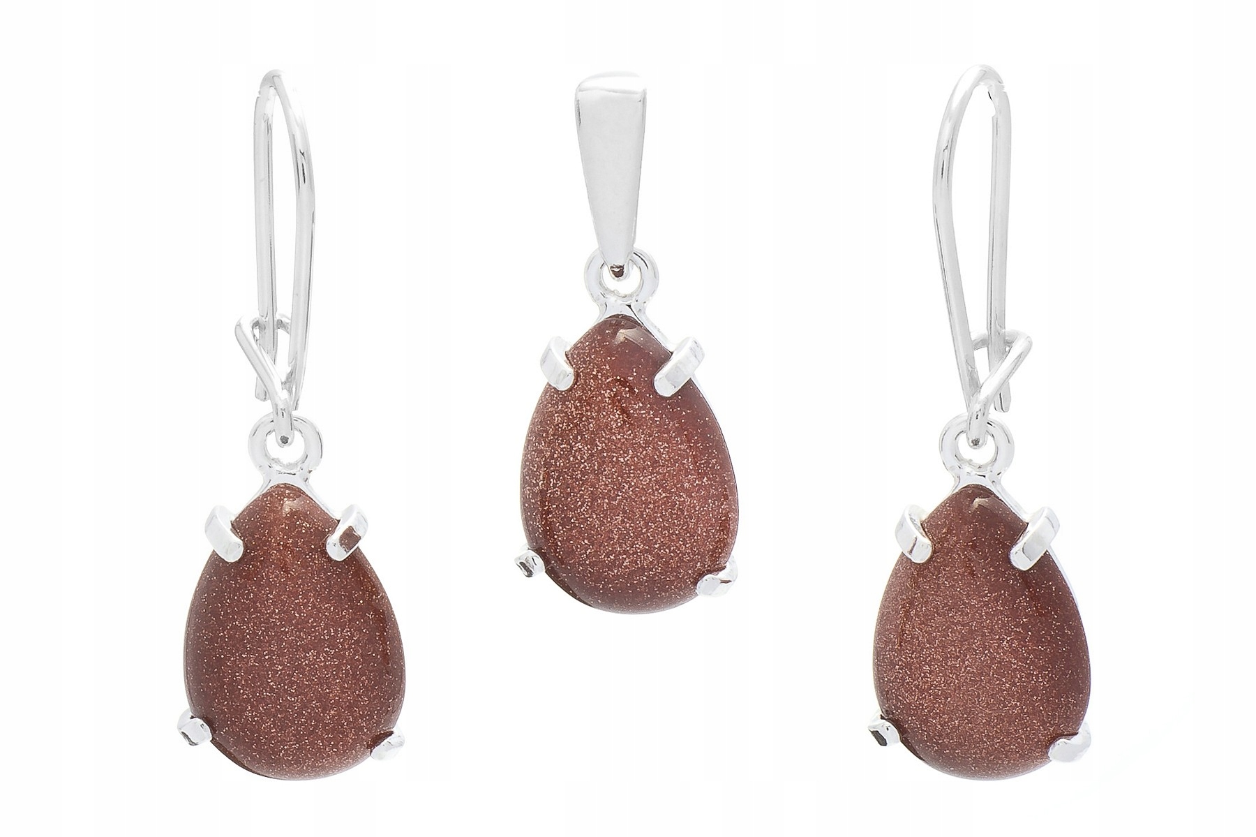 Stříbrný Set Náušnice Přívěsek S Pískem Pouště!