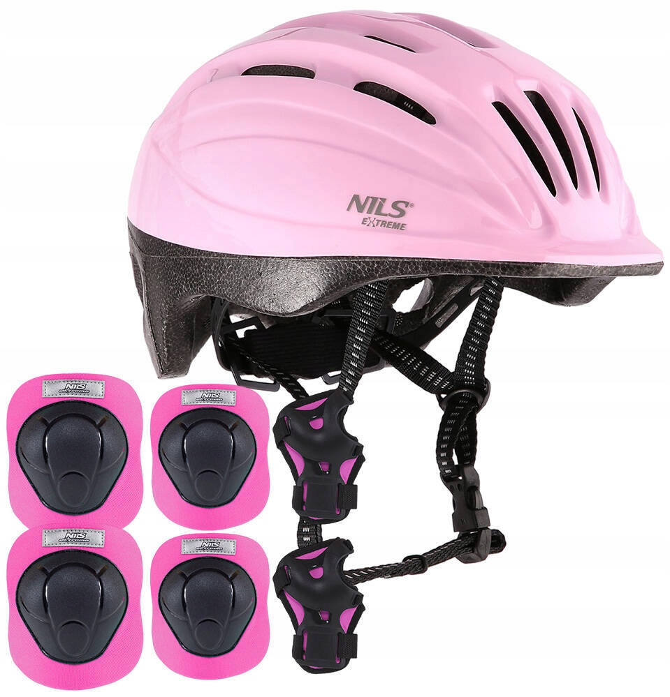 Kask Rowerowy Z Regulacją Na Rolki Hulajnogę 52-56 cm Zestaw Ochraniaczy