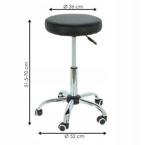 Taboret obrotowy na kółkach - czarny Marka RNL