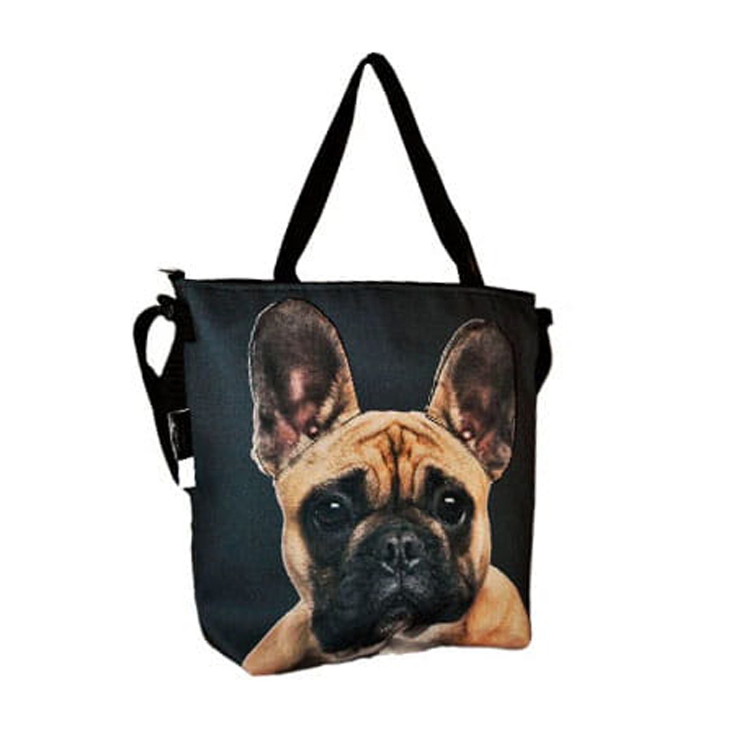 Taška Velká shopper 3D s houbičkou se psem Buldok světlý