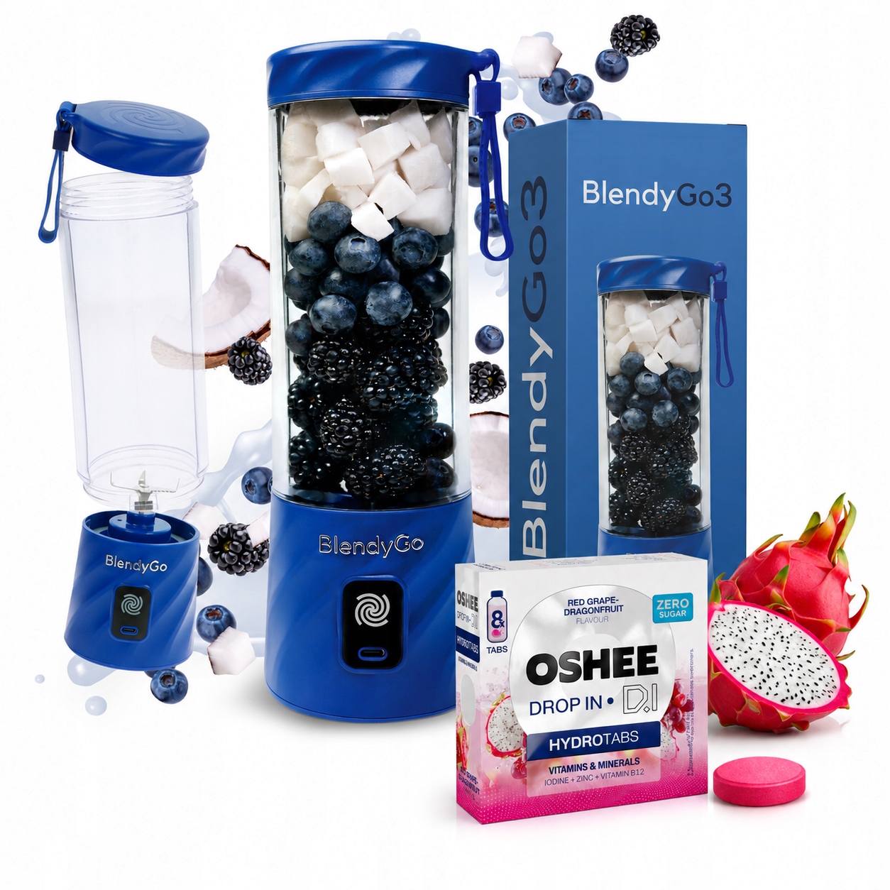 Originální mixér BlendyGo 3 Bezdrátový Usb kalichový 550 ml Oshee