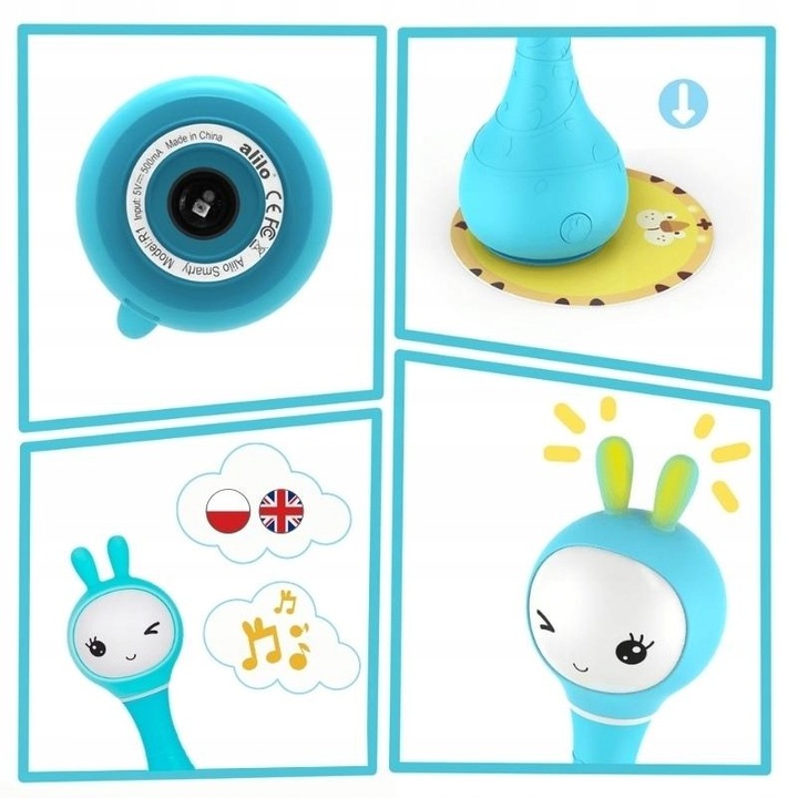 ALILO Smart Bunny ZABAWKA INTERAKTYWNA GRZECHOTKA KRÓLICZEK NIEBIESKA 0M+ Marka Alilo