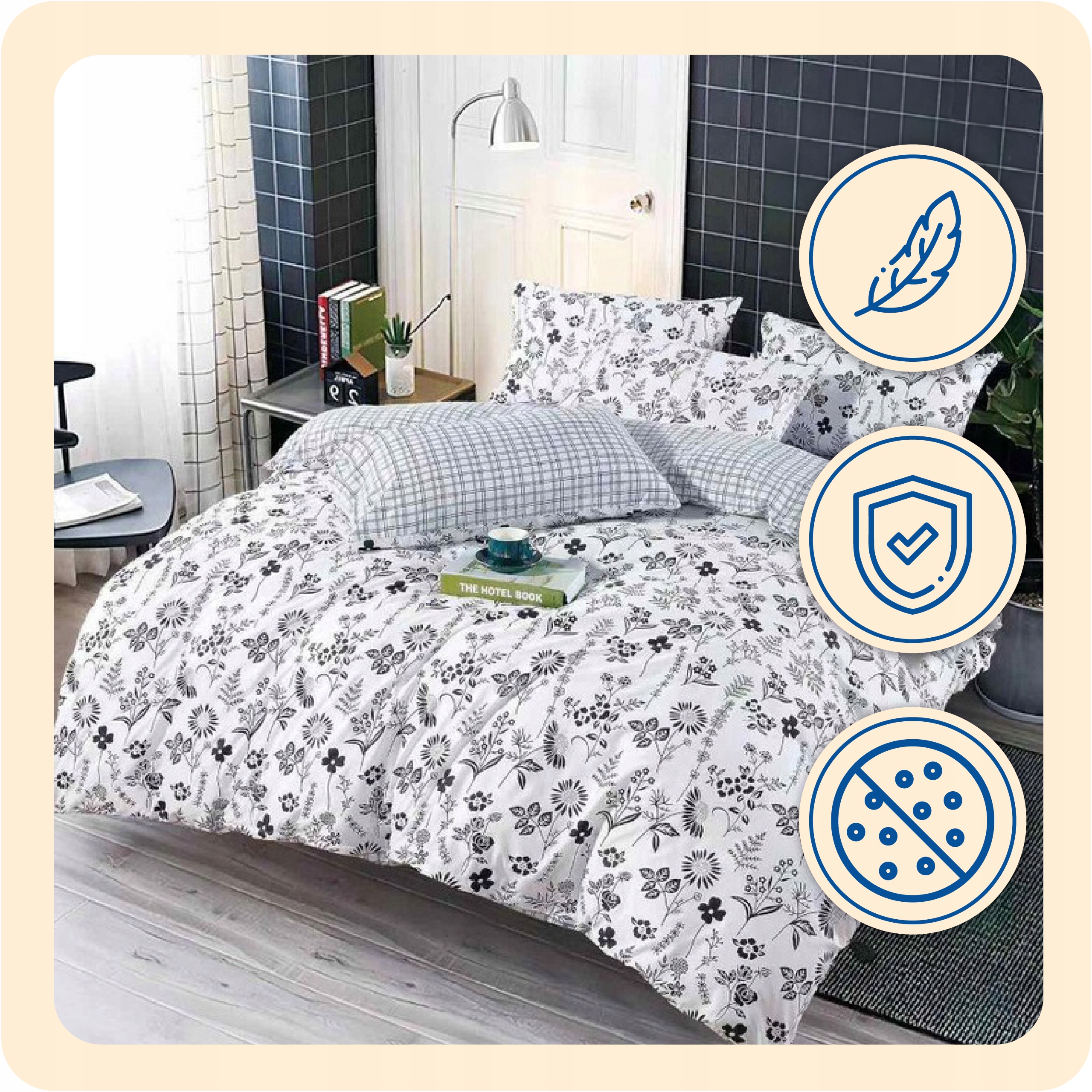 DWUSTRONNA POŚCIEL 200X220 + 2POSZEWKI KOMPLET 4cz NOWOCZESNE WZORY Wymiary poduszki 70x80cm