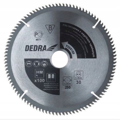 

Tarcza Piła do Aluminium 250 254mm 100 zębów Dedra