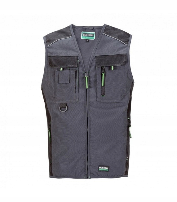 FB-2602 Szar. Kamizelka Robocza 270G/M2 Z Dużą Ilością Kieszeni Bosafety