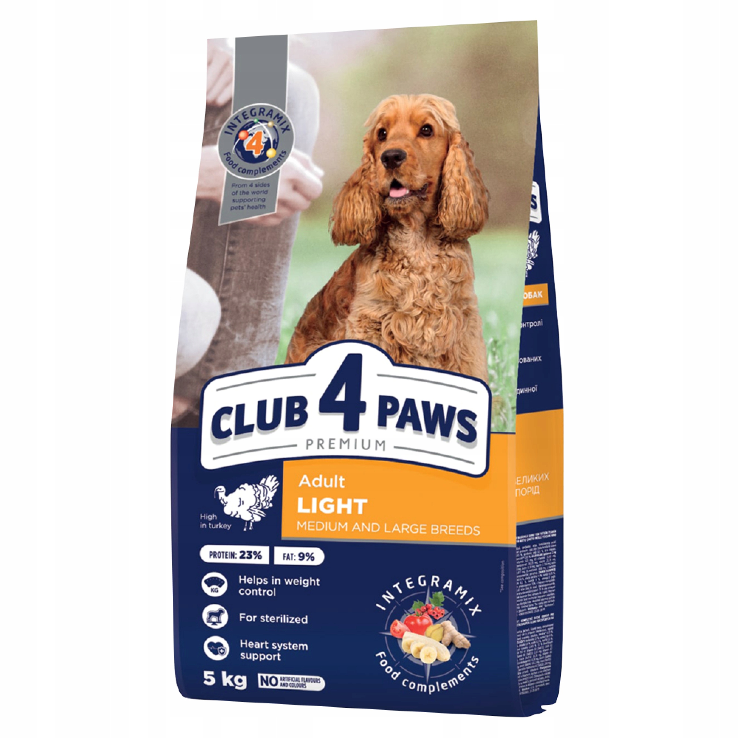 Levně Club 4 Paws „Light” suché krmivo pro psy středních a velkých plemen krůta 5 kg