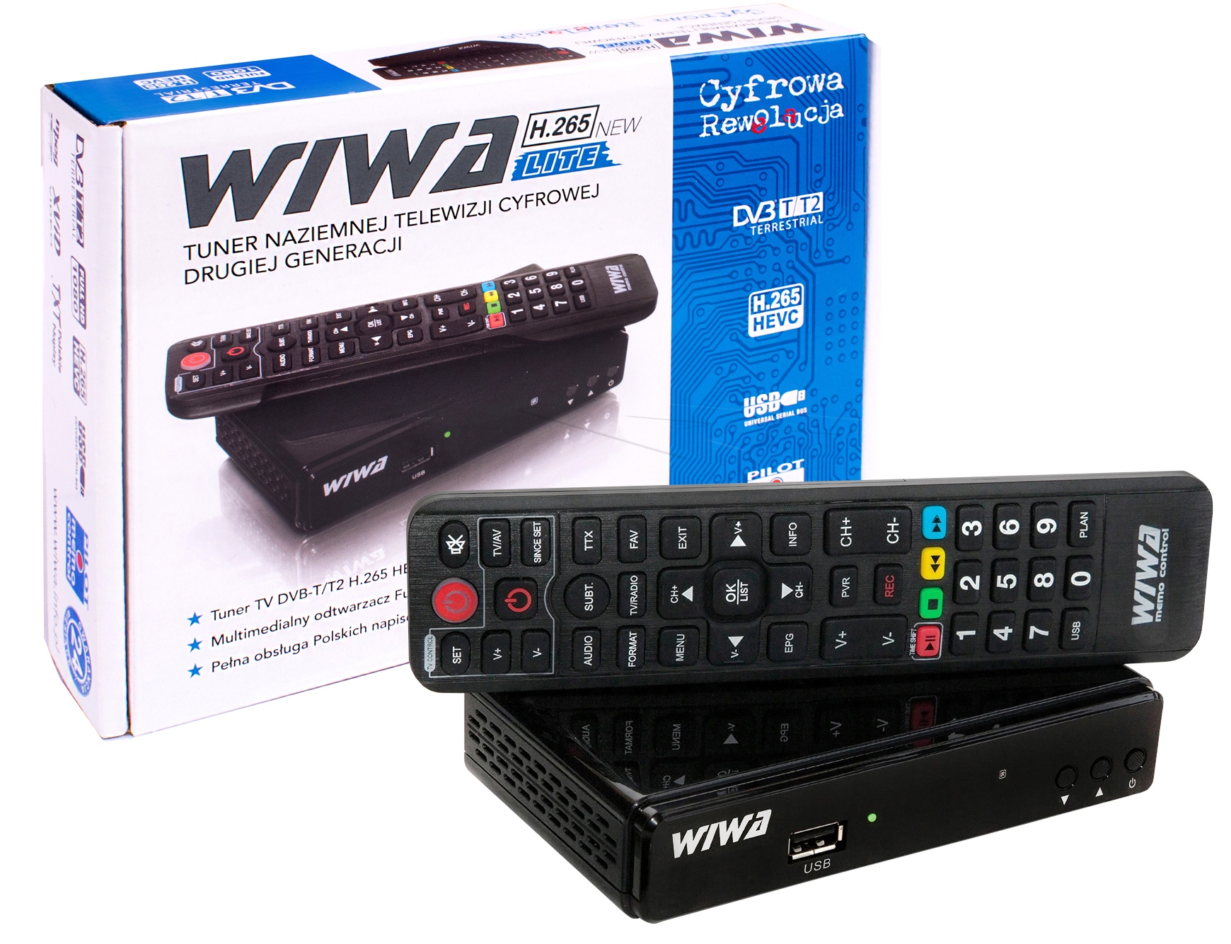 

Dekoder Tuner Wiwa Tv Naziemnej DVB-T2 H.265 Lite