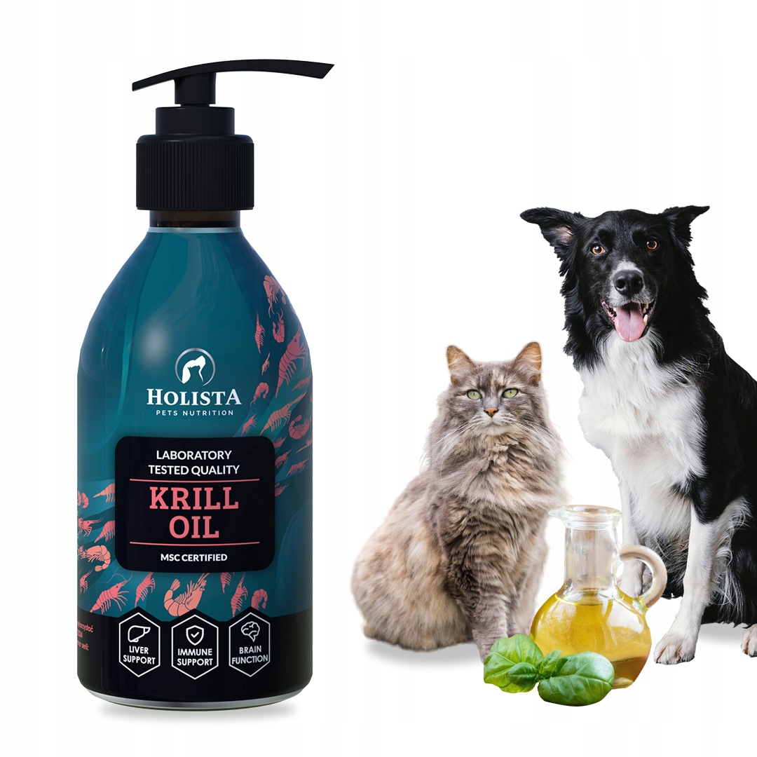 Holista Krill Oil Olej z Kryla dla Psa Kota Omega 3 bez Ryb Dha Barf 200ml
