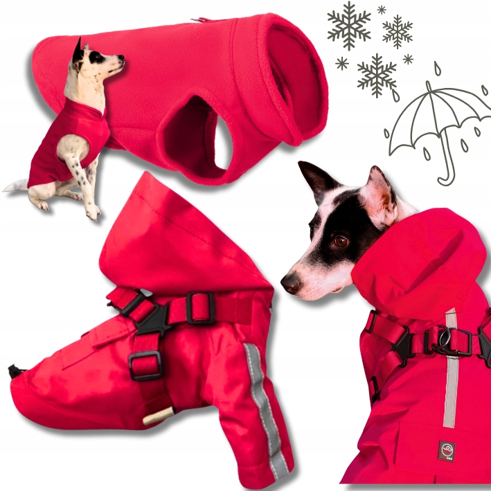 Levně Bunda pro psa Set 3v1 Polar, dešťová bunda a postroj XXL