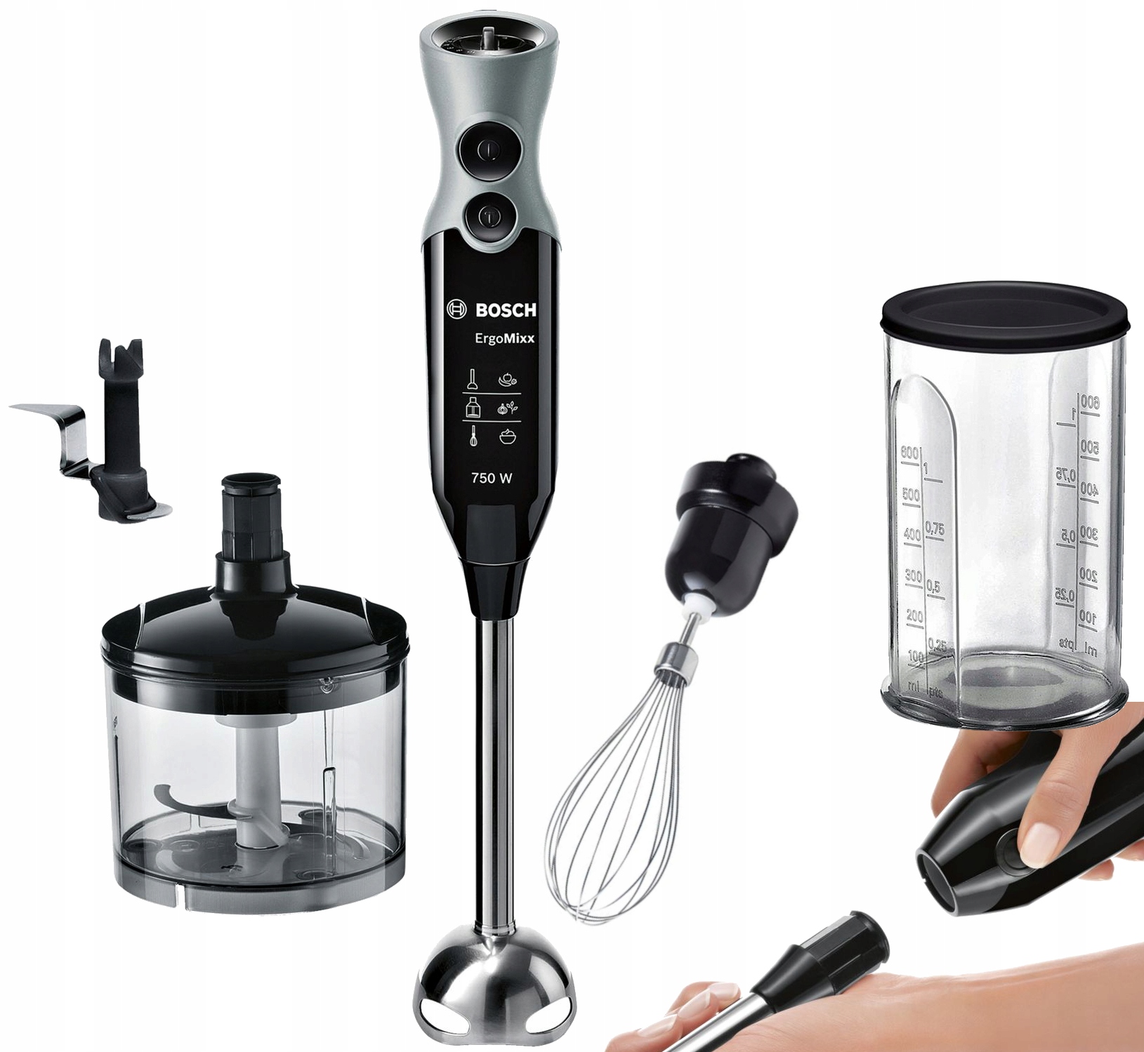 BOSCH Blender Ręczny ErgoMixx 750W 12 Prędkości Turbo Czarny Szary — miniatura 12