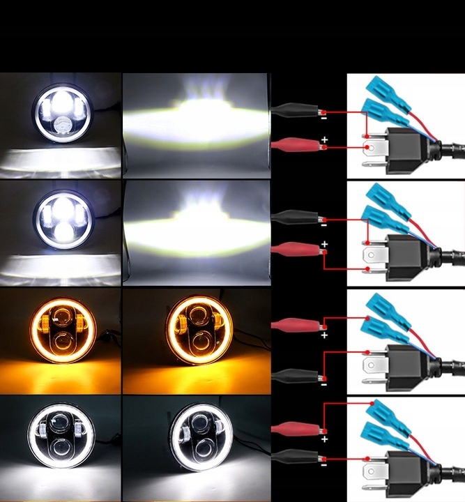REFLEKTOR LAMPA PRZÓD MOTOCYKLOWA H4 LED 5.75in 1szt Producent inny