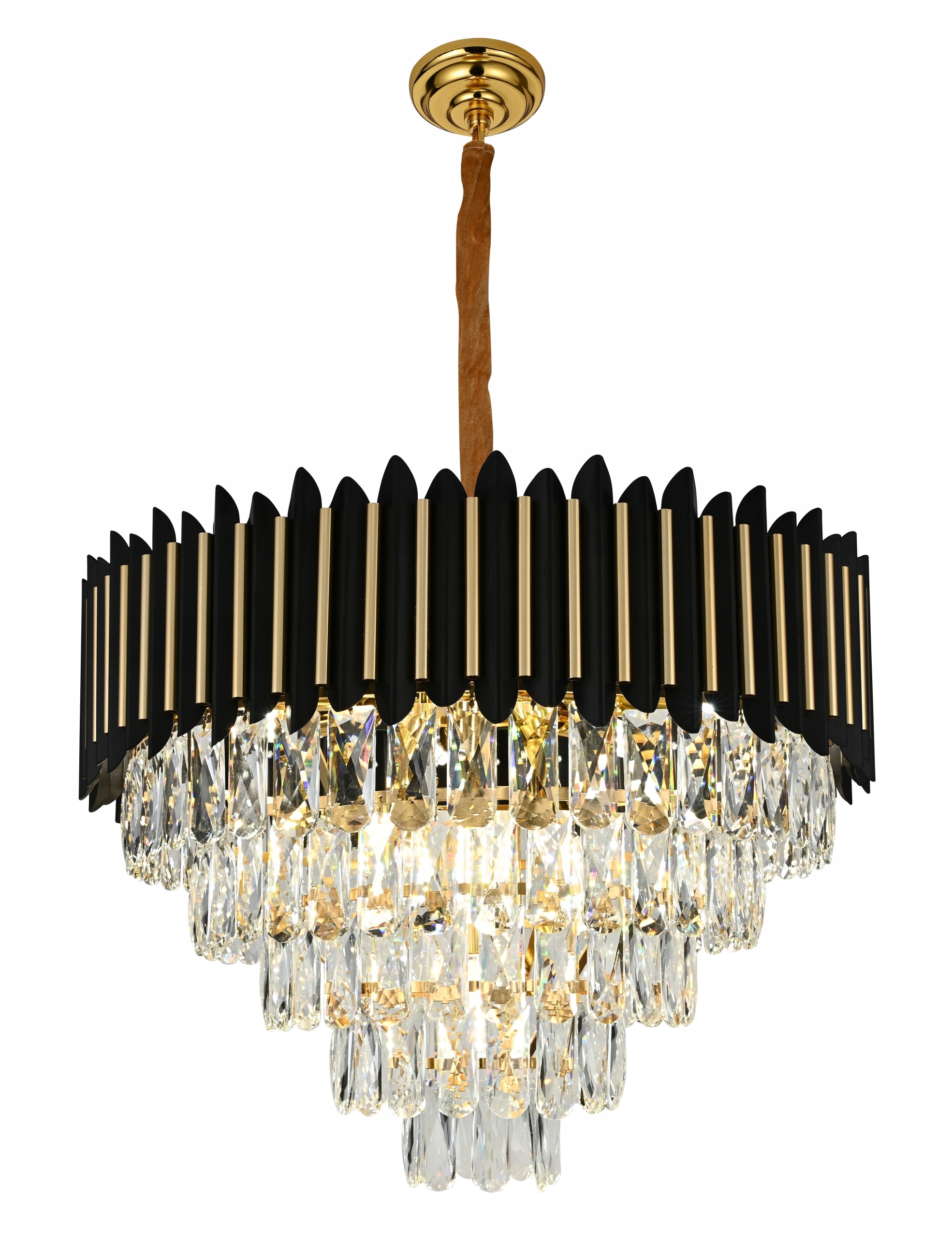 Luster Kryštálová stropná lampa čierna závesná glamour do obývacej izby