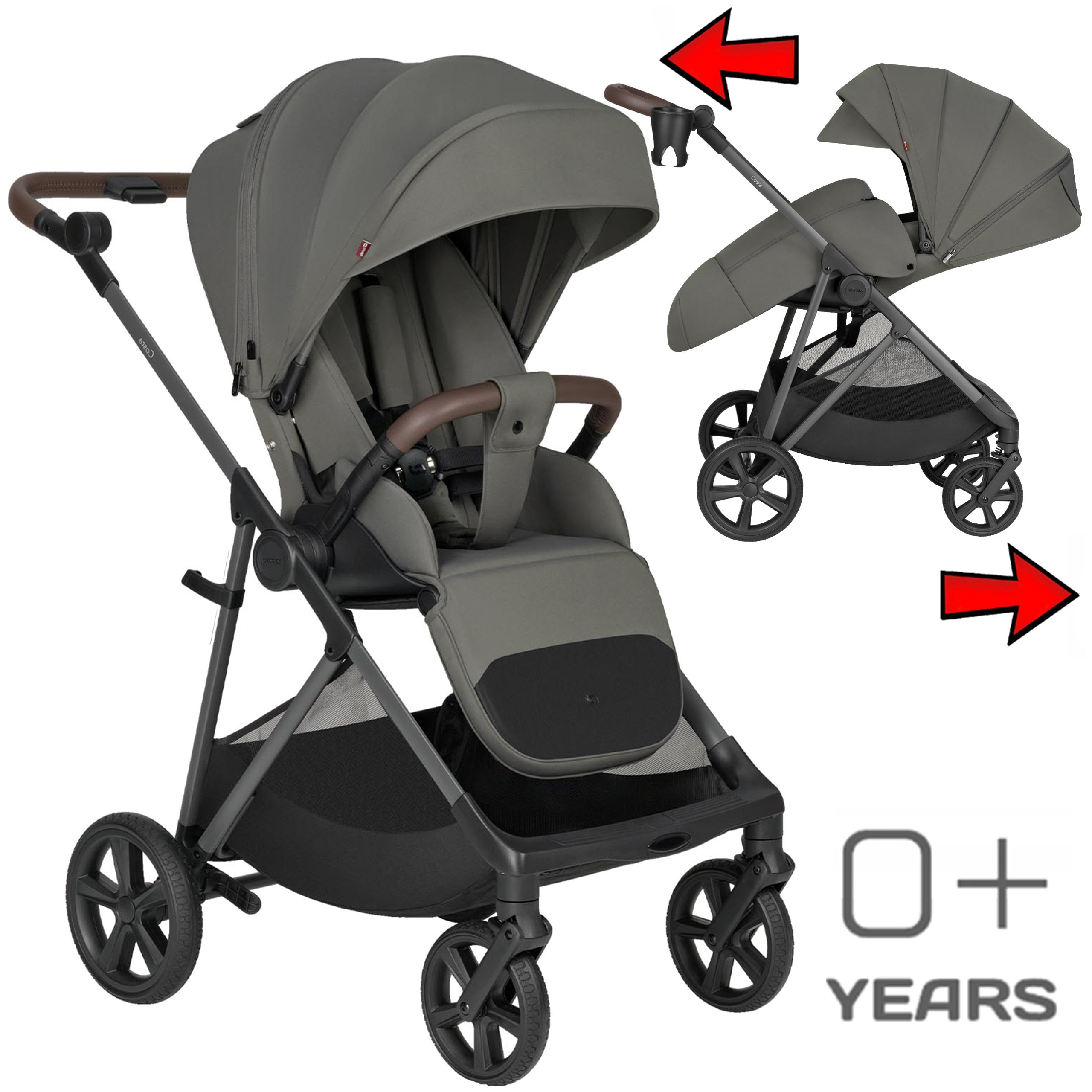 Wózek Spacerowy Spacerówka Przód Tył Amortyzacja Duże Koła Regulacja 0-22KG