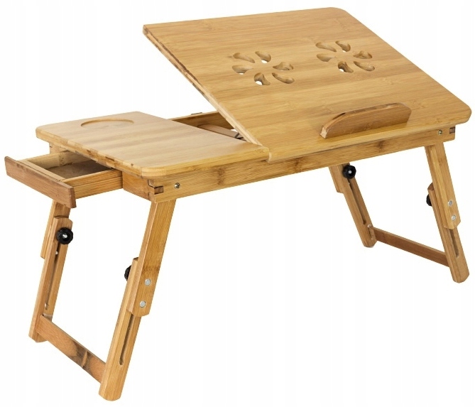 Stolik Pod Laptopa Do Łóżka Składany Mobilny Regulowany Bamboo Śniadaniowy