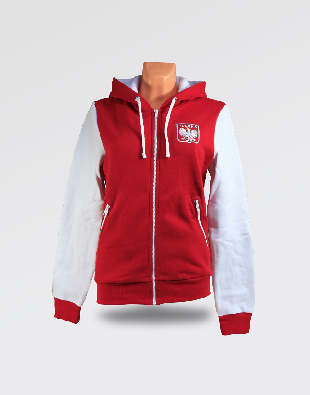 Bluza z kapturem damska czerwona duże godło-M