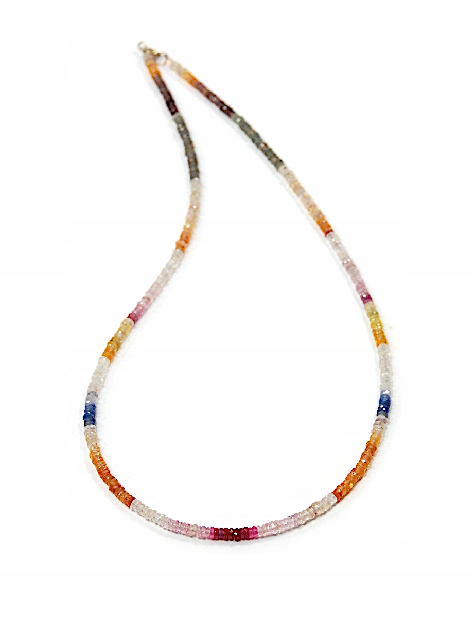 Náhrdelník přírodní barevné Safíry s fazetovanými pneumatikami 3 mm stříbro 925