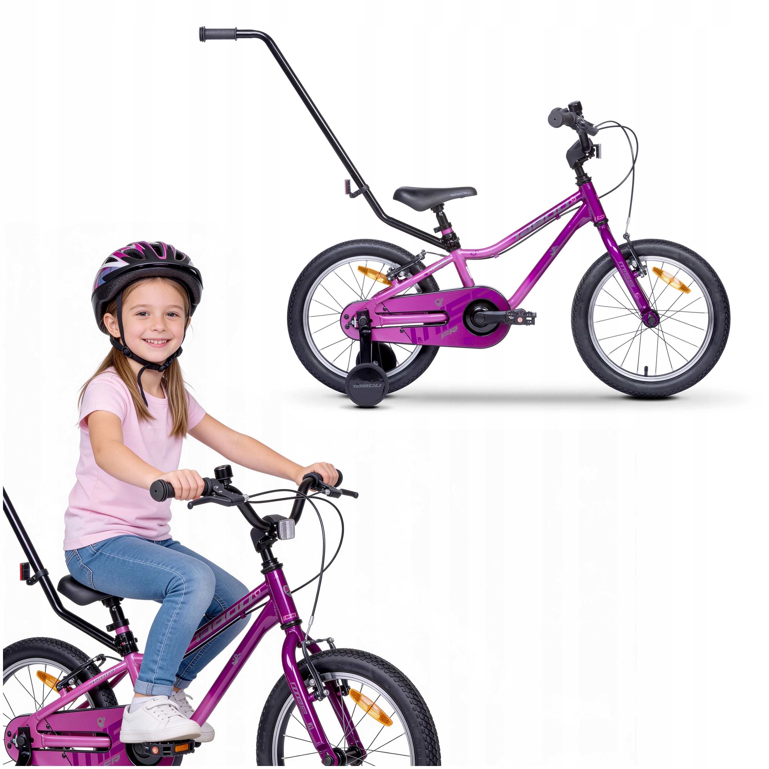 Rower Dziecięcy Rowerek 16 Cali Dla Dziewczynki Prowadnik Koła Boczne Tabou