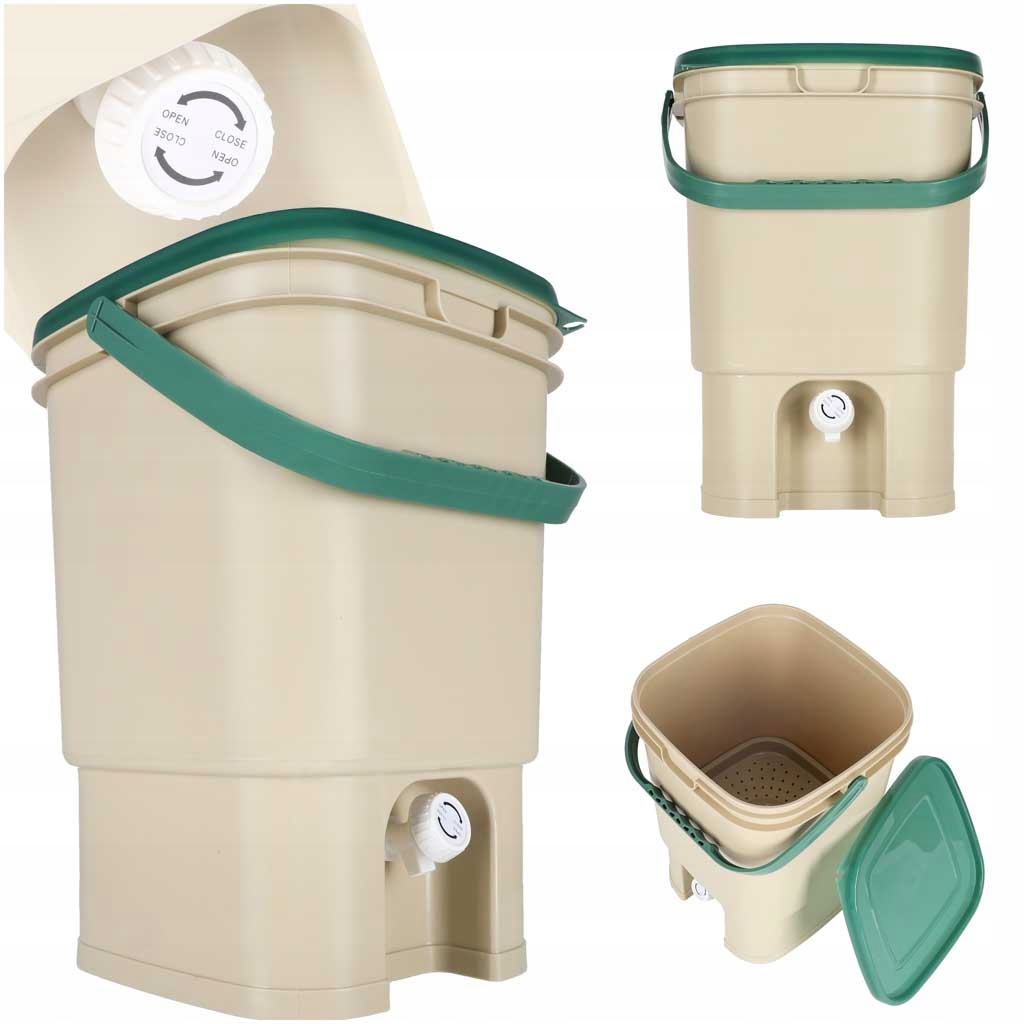 Nádoba na odpadky Bio 15L Domácí kompostér Bokashi Kuchyňský kohout Hnojivo