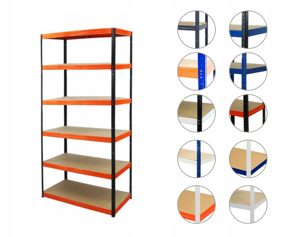 Kovový regál, garážový skladový regál Helios Hbo 196x075x30 6x175 kg