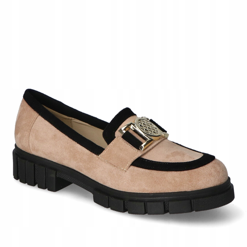 Dámské mokasíny For-But Béžová/Černá Semišová s ozdobou 38