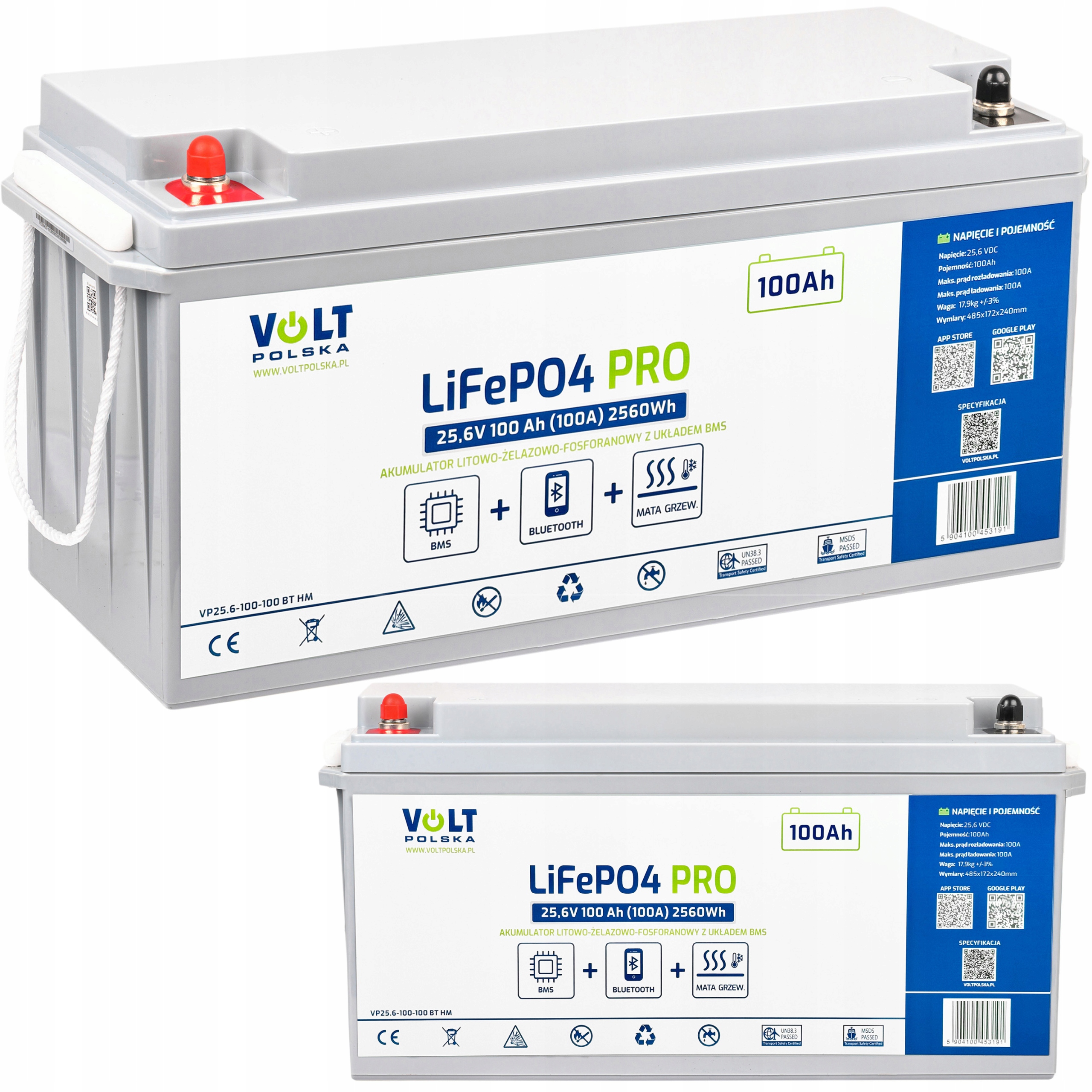 Akumulator LiFePO4 Bms Do Paneli Solarnych Łodzi Kampera 100Ah 25,6V 100A