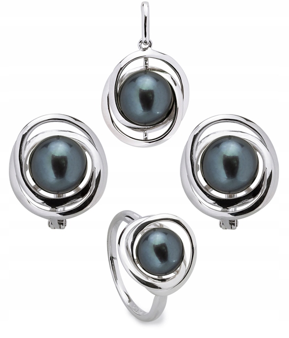 Krásný Stříbrný Komplet S Pravými Perlami