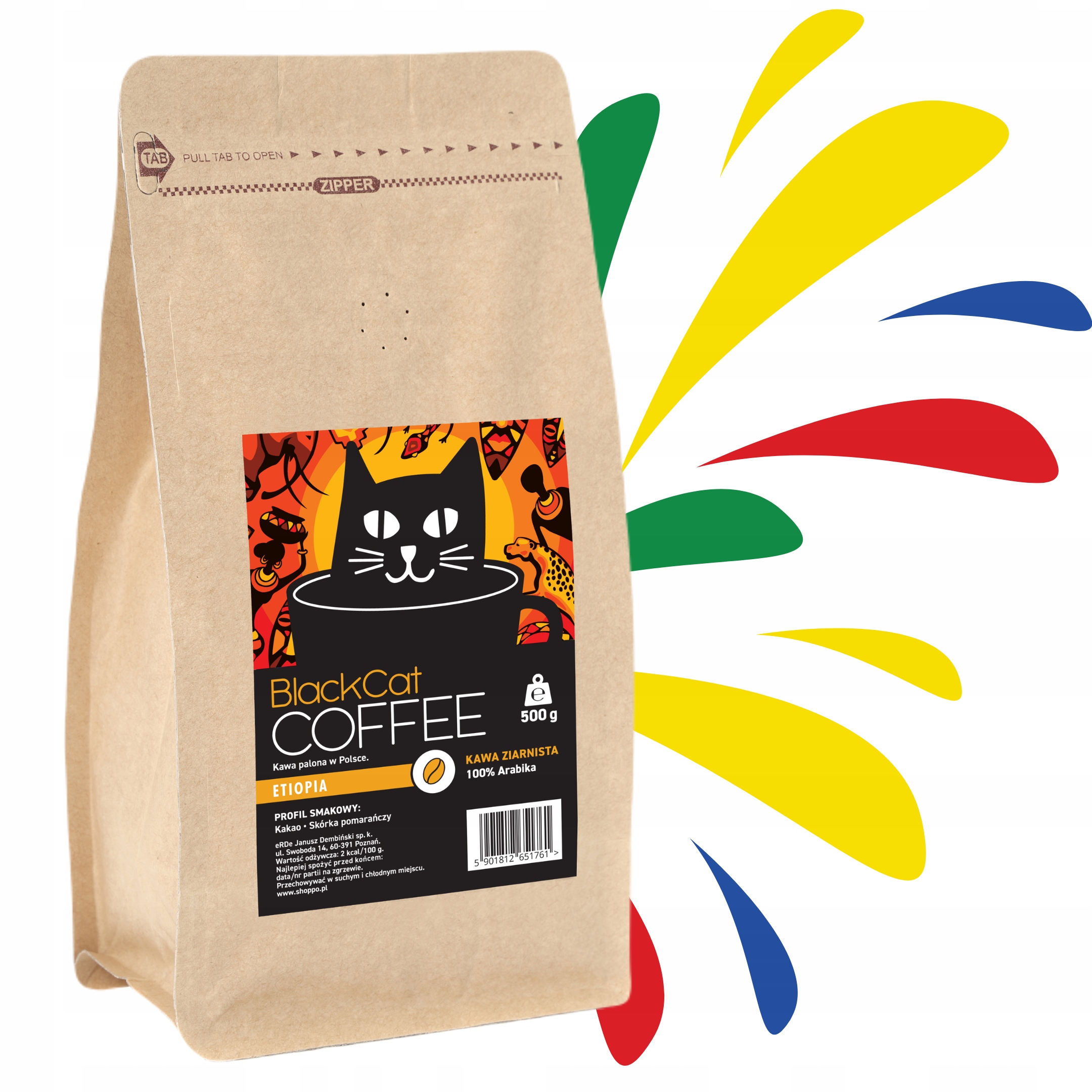 Levně Káva zrnková Black Cat Speciality Etiopie 100% Arabica 500 g