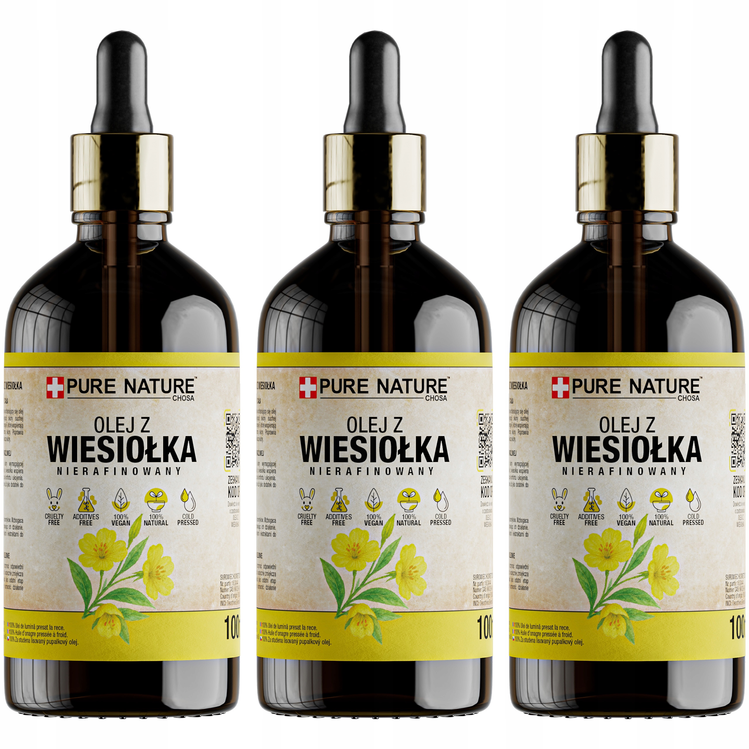 Pupalkový Olej Lisovaný Za Studena Nerafinovaný Přírodní 3x 100 ml