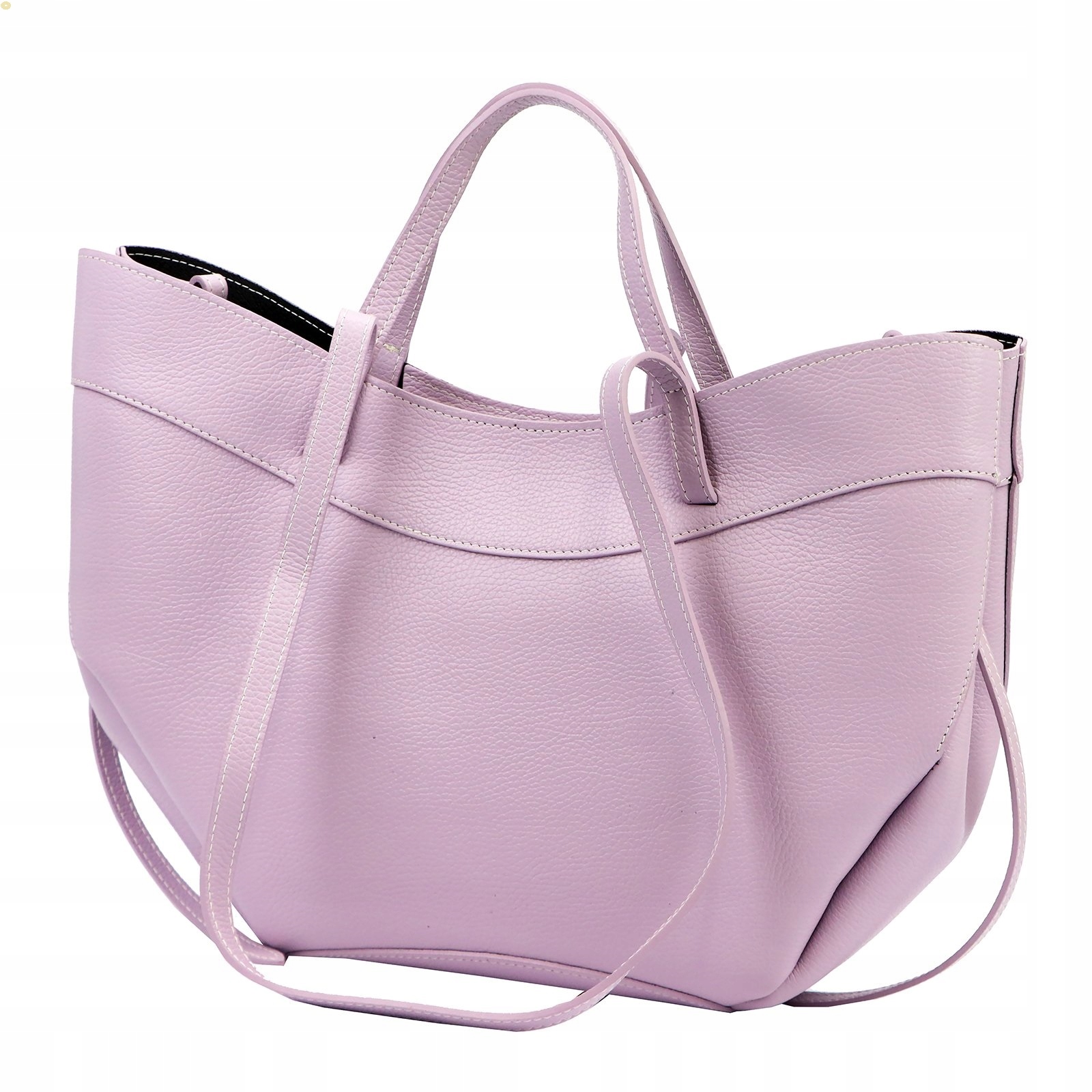Dámská kožená kabelka Vera Pelle lila shopper přes rameno elegantní