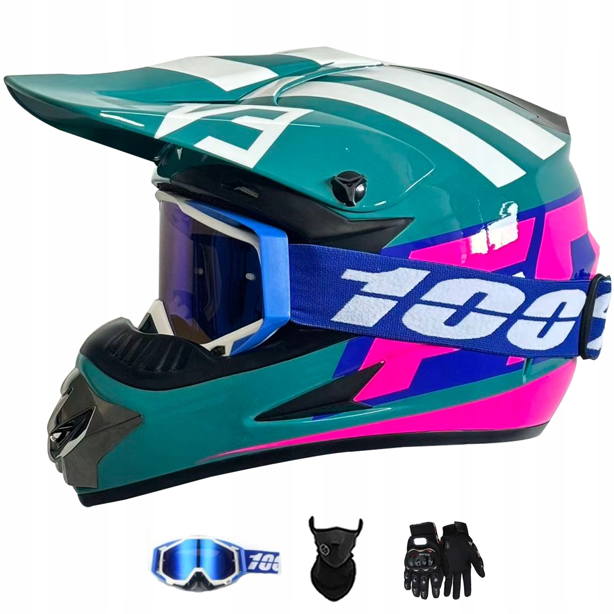 Motocyklová Přilba Lehká Enduro Quada Brýle Rukavice Maska S